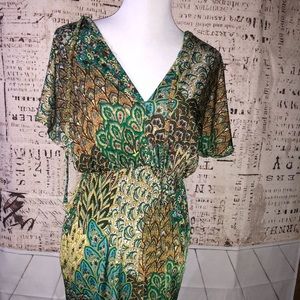 Raindrops by papillon S multi green v neck